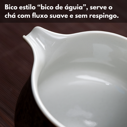 Conjunto Flor de Porcelana - Bule Infusor de Chá Rotativo