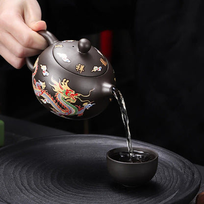 Bule Yixing LongFeng - Bule Artesanal em Argila Roxa