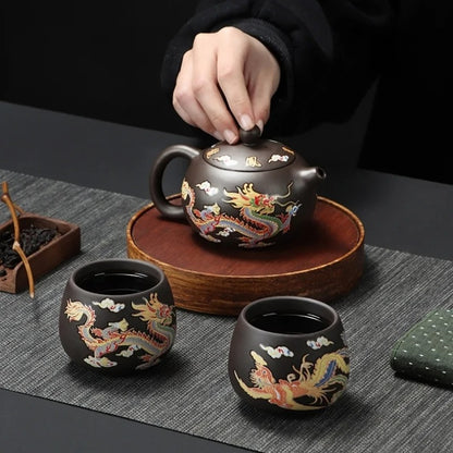 Bule Yixing LongFeng - Bule Artesanal em Argila Roxa