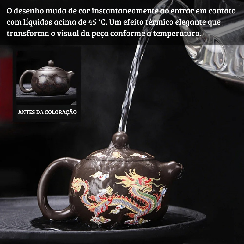 Bule Yixing LongFeng - Bule Artesanal em Argila Roxa