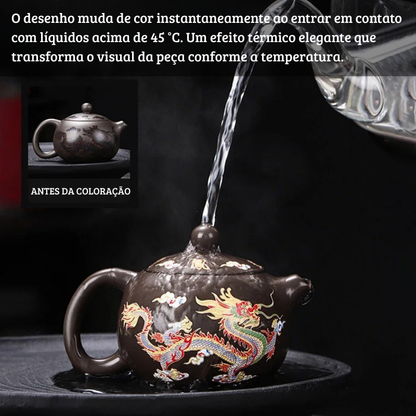 Bule Yixing LongFeng - Bule Artesanal em Argila Roxa