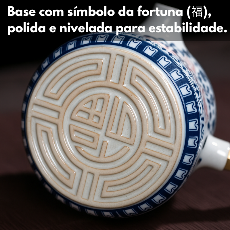 Conjunto Flor de Porcelana - Bule Infusor de Chá Rotativo