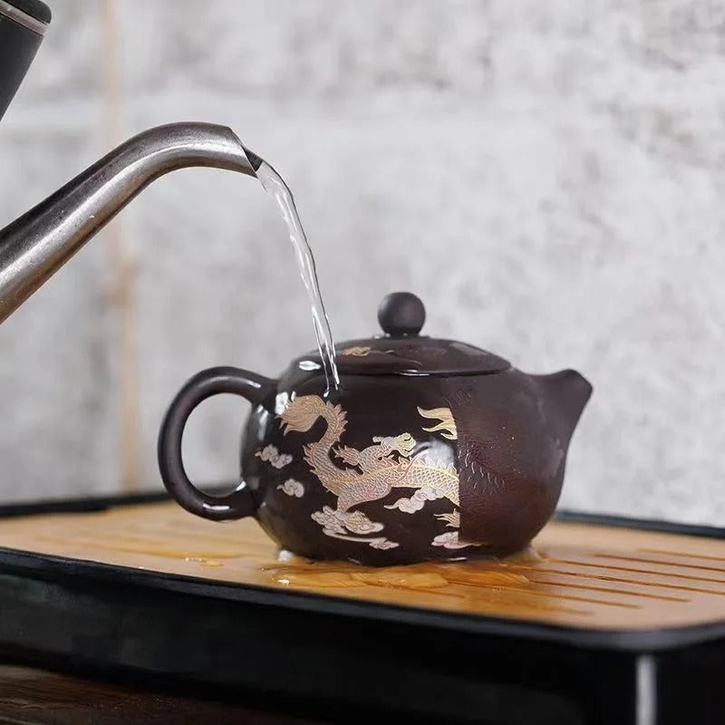 Bule Yixing LongFeng - Bule Artesanal em Argila Roxa